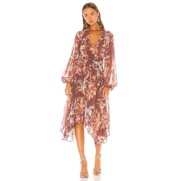 Keepsake The Label Unravel Midi Dress in Chocolate Lily Floral, Size 8 - Picture 13 of 13